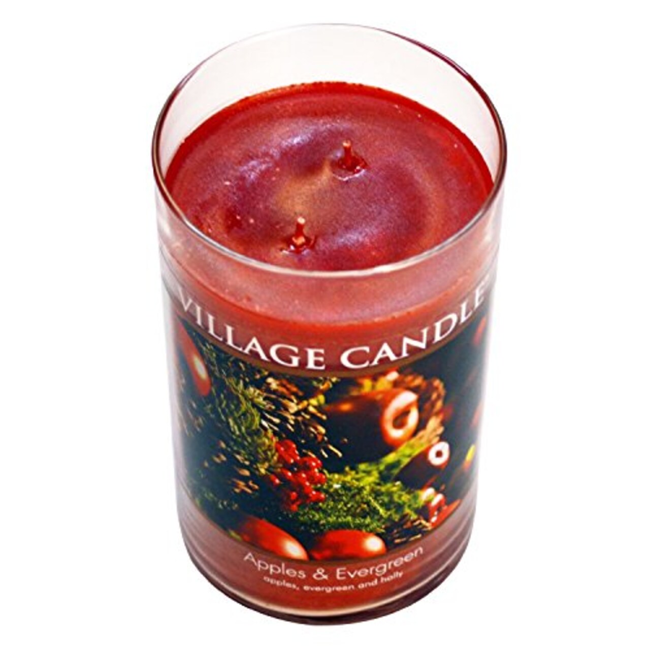 Apples & Evergreen Large Tumbler Glass Jar, Scented Candle, 19 oz., Red